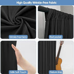10x10ft Wrinkle Free Black Backdrop Curtain for Parties Soft Fabric Drapes Wedding Black Curtain Backdrop for Birthday Party Decorations Background for Photography 5x10ft, 2 Panels - Image 4