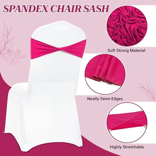 MDS Pack of 250 Spandex Chair Sashes Without Slider Buckles – Magenta - Image 3