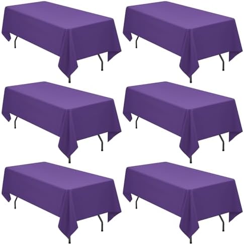 YMHPRIDE 6 Pack Purple Tablecloth 60 x102 inch Polyester Table Cloth for 6 Foot Rectangle Tables, Stain and Wrinkle Resistant Washable Fabric Polyester Table Covers for Wedding Party Banquet by YMHPRIDE