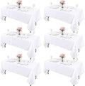 Kesfey 6 Packs White Table Cloths Rectangle 70 x120 inch Washable Polyester Fabric White Tablecloths for 6-8 Ft Tables Stain and Wrinkle Resistant Reusable Table Covers for Parties Wedding Banquet by kesfeyhigh-qualitygoods