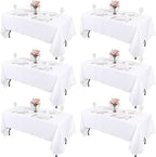 Kesfey 6 Packs White Table Cloths Rectangle 70 x120 inch Washable Polyester Fabric White Tablecloths for 6-8 Ft Tables Stain and Wrinkle Resistant Reusable Table Covers for Parties Wedding Banquet by kesfeyhigh-qualitygoods