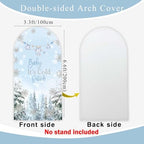 Baby It's Cold Outside Baby Shower Arch Backdrop Cover 6.6ft Winter Pastel Blue Boy Girl Party Snowflake Spandex Stretchy Fabric Arched Photo Background Welcome Sign Decorations 3.3x6.6ft - Image 2