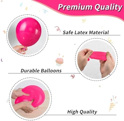 Hot Pink and Black Balloons,50PCS 12 Inch Black Pink and Silver Confetti Balloons with Ribbon,for Girls Wedding Bridal Shower Birthday Party Decorations (Pack of 3) - Image 6