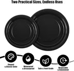 Kochorie 350 Pieces Black Dinnerware Set, 7 & 9 inch Dessert Paper Plates Cups Napkins Plastic Cutlery Disposable Party Supplies for Birthday Baby Shower Wedding, Serve 50 Guests - Image 3
