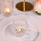 DARJEN Clear Votive Candle Holders Set of 24- Round Glass Candle Holders Bulk for Tea Light Candle, Embossed Candle Votives for Wedding Centerpiece, Various Parties & Home Decor - Image 3