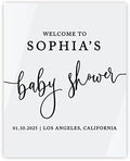 Andaz Press 16"x20" White Acrylic Personalized Baby Shower Welcome Sign, Gender Neutral Large Custom Sign for Easel Stand, Modern Baby Shower Decorations by AndazPress