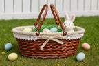 MEIEM Wicker Gift Baskets Empty Oval Willow Woven Picnic Cheap Easter Candy Storage Wine Basket with Handle Egg Gathering Wedding Basket (Brown) - Image 5