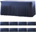 gogoparti 8 Pack Spandex Navy Blue Fitted Table Cloth for 6ft Rectangle Tables Navy Blue Stretch Tablecloth Banquet Table Covers Skirt Wrinkle Free Tablecloths for Parties Wedding by Gogoparti