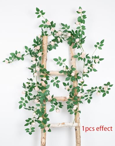 2PCS x 6FT Rose Garland Artificial Flower Vine for Home Decor, Champagne - Image 4