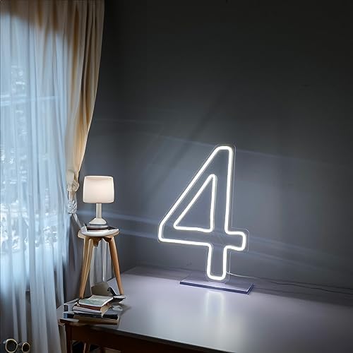 LED Neon Signs Number 4 Birthdays Decor Neon Lights Party USB Plus Battery Case Light up your baby's birthday with our Neon Number Four Sign (Number 4) - Image 5