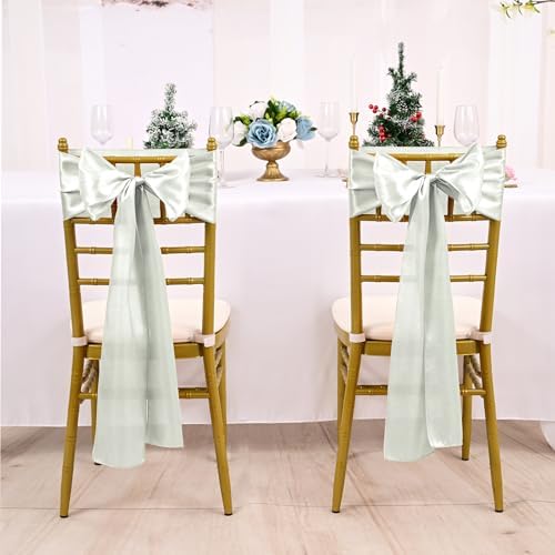 fani Silver Satin Chair Straps Bows,60 PCS 7x108 Inch,Chair Sash - Image 5