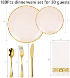 N9R 180PCS Orange Plastic Plates Gold Rim, Disposable Party Dinnerware Set - Image 2
