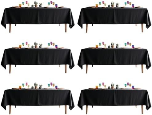 DRESSMAKER 6 Pack Black Table Cloth Rectangle 60X102 Inch Fit 6FT Table by Dressmaker