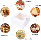 100 pcs 6x6x3 Inches Small Cake Box with Window, 6 inch Cookie Boxes Bakery Pastry, Mini Pie container for Pastry,Dessert,Strawberries,Chocolates, Cupcakes with paper stickers (White) - Image 3