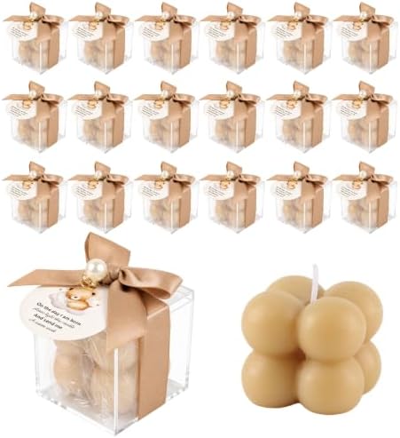 20 Set Fully Assembled Small Bubble Candles Elegant Baby Shower Favors Bulk Set with Decorative Ribbons Thank You Cards for Baby Shower Guest Gifts (20, Brown Bear) by Unknown