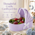 6PCS Baby Shower Box, Crib Basket Cardboard Box, Cradle-shaped Flower Basket Gift Boxs, Baby Carriage Centerpiece Floral Baskets for Celebration Birthday Decor (Purple, 14.17*8.27*3.15 in) - Image 5