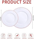 YOUBET 60PCS Red Scalloped Plastic Plates for Party Wedding - Image 2
