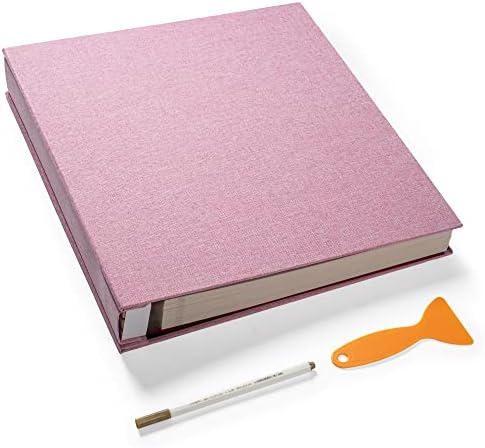 Large Photo Album Self Adhesive 4x6 5x7 3x5 8.5x11 Scrapbook Magnetic Album DIY Scrap Book Length 13 x Width 12.8 (Inches) 120 Sticky Pages Linen Cover DIY Photo Album (Pink) by HoneyTolly
