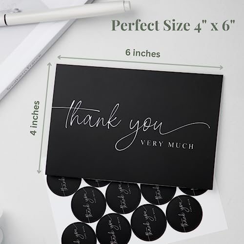 Thank You Cards with Envelopes - Bulk Pack of 100 Black Thank You Card - Image 4