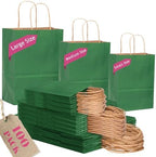 qiqee 100PCS Gift Bag with Handles Bulk Kraft Deep Green Paper Bags Assorted Sizes(33pcs Large 13",33pcs Medium 11",34pcs Small 8") by Qiqee