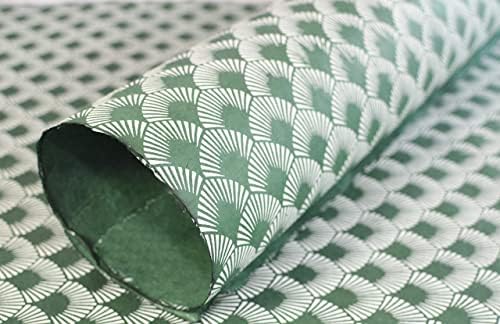 Kathmandu Valley Co. Handmade Lokta Decorative Wrapping Paper, Green Fan by KathmanduValleyCo