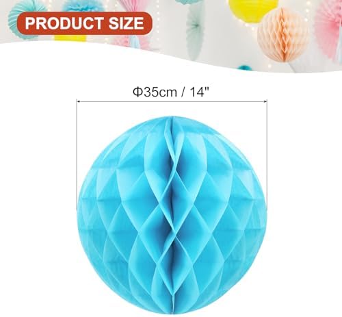 PATIKIL 10pcs 14" Honeycomb Balls Tissue Paper Pom Poms, Party Hanging Paper Honeycomb Balls Decoration for Birthday Wedding Home Backdrop Decor, Dark Blue - Image 2