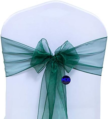 Pack of 100 Organza Chair Sashes for Wedding & Event Décor – Hunter Green - Image 2