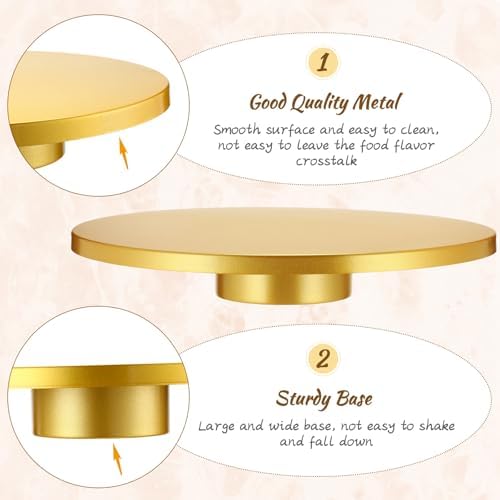Wenqik 18 Inch Metal Cake Stand with Cake Knife and Spatula, Round Dessert Table Display Stand Metal Dessert Tray Serving Platter for Party, Wedding, Birthday, Baby Shower, Anniversary(Gold) - Image 3