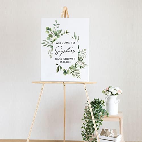 Andaz Press Custom Large Baby Shower Welcome Sign, 16" x 20", Geometric Greenery Personalized Canvas Welcome Sign, Gender-Neutral Signage Canvas Sign for Baby Sprinkle, Fall Baby Shower Decorations - Image 2