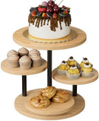 Cake Stand for 50 Cupcakes 360°Rotating Wooden Cupcake Display Stand Round Cookie Stands 4 Tiered Tray Stand for Parties Birthday Wedding Baby Shower Afternoon Tea Dessert Table, Oak by Unknown