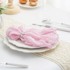100 Pack Light Pink Cloth Napkins 21x21 Inches Light Pink Cheesecloth Napkins Set of 100 Washable Dinner Table Napkins for Wedding Summer Bridal Baby Shower Rustic Boho Cotton Gauze Party Table Decor - Image 5