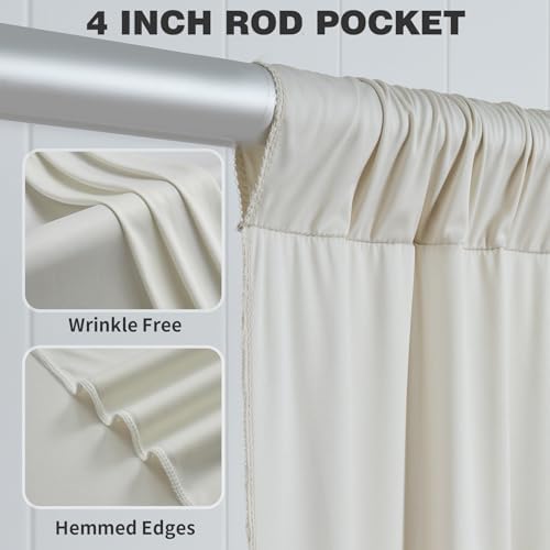 30ftx12ft Beige Backdrop Curtains for Parties, Wrinkle Free Polyester Beige Photo Backdrop Drapes 6 Panels 12 ft Long Back Drop Cloth for Wedding Birthday Photography Background - Image 2