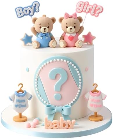13-Piece Gender Reveal Cake Topper Set, Bear Star Decorative Cake Picks - Image 5
