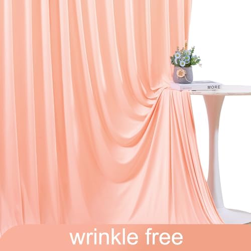 6 Panels Peach Backdrop Curtain for Parties Baby Shower Wrinkle Free Peach Photo Curtains Backdrop Drapes Fabric Decoration for Wedding Birthday Party 30ft(W) x 10ft(H) - Image 6