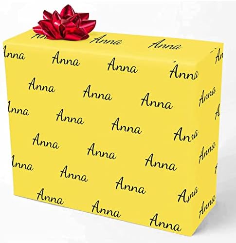 MyPupSocks Personalized Text Wrapping Paper, Name Yellow Custom Funny Logo Wrapping Paper Roll for Boys Girls Baby Shower Wedding Anniversary Birthday Gift 58x23 Inch 3 Rolls by MyPupSocks