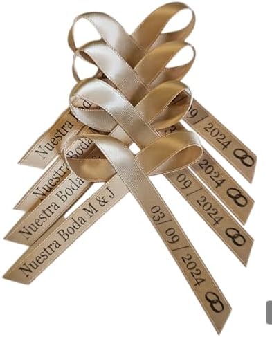 25 Personalized Ribbons Assesmbled Bows Custom Bridal Shower Favor Party Favors Wedding Bridesmaid Memorial Ribbons Funeral Baby Invitations Mis XV años Quinceanera (Champagne) by AmysBubbling