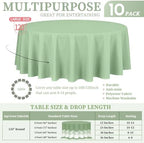Showgeous 120 Inch Sage Green Round Tablecloths, Polyester Table Covers - Image 2