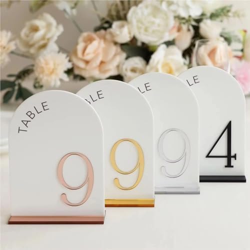 Wedding Table Numbers 3D Mirror Table Signs Gold Wedding Reception Decor Arched Number(Rose Gold,Table 1-30) - Image 6