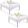 2 Pack White Spandex Tablecloths for 48x48 Inch Square Tables, Stretch Fitted Table Clothes with Pleated Ruffle Skirt for 48” Table, Wrinkle Free and Elastic, for Party Kitchen Home Dining Outdoor by WishCare