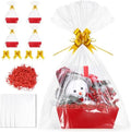 5 Pack Baskets For Gifts Empty, 10x12” Red Gift Basket Kit with Clear Bags Gold Bows 200g Crinkle Cut Paper Empty Gift Baskets to Fill Large Gift Baskets for Christmas, Birthdays, Holidays, Weddings by AFOROEOA