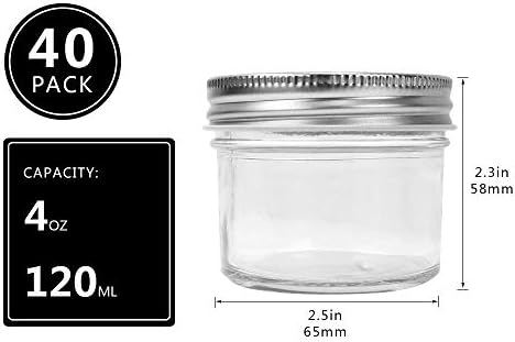 Betrome 40 Pack 4 oz Clear Glass Canning Jars with Lids,Small Maosn Jars - Image 2