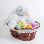 MEIEM Wicker Gift Baskets Empty Oval Willow Woven Picnic Cheap Easter Candy Storage Wine Basket with Handle Egg Gathering Wedding Basket (Brown) - Image 3