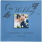 Personalized Wedding Photo Album, Custom Engraved Picture Album, Holds 200 4" x 6" Photos, Leatherette and Laser Engraved Scrapbook, Our Wedding, Blue by GiftsForYouNow