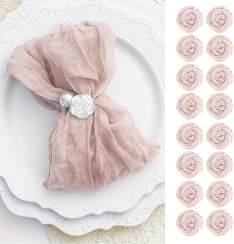 100 Pack Dusty Pink Cloth Napkins 21x21 Inches Dusty Pink Cheesecloth Napkins Set of 100 Washable Dinner Table Napkins for Wedding Bridal Baby Shower Party Rustic Boho Cotton Gauze Party Table Decor by FoliafeelHome