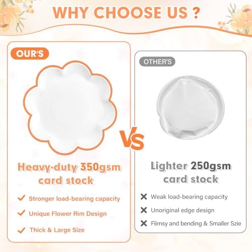 350 Pcs Orange and White Paper Plates and Napkins Set, Serve for 50 Guests - Image 4