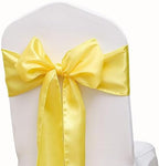 Pack of 50 Satin Yellow Chair Sashes Bows 7 X 108 Inch Universal Chairs Ribbons for Wedding Ceremony Party Banquet Restaurant Event Decorations - Yellow Chair Sashes 50 Pack - Image 6