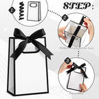 AmazingSpark 50 Pcs White Black Mini Gift Bags Bulk 6.3 x 3.9 x 2.8 Inch Party Favors Elegant Small Gift Bags with Handles and Ribbon Bows for Wedding Birthday Bridal Baby Shower Party Favors - Image 5