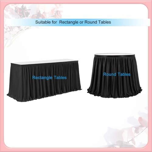Table Skirt for Teacher Desk Classroom Baby Shower Halloween, Black, 12ft - Image 4