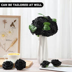 100 Pcs Artificial Foam Rose Flower Faux Bouquet Wedding Fake Rose Gift for Mother's Day Women DIY Bridal Shower Party Table Birthday Home Spring Decor (Black) - Image 3