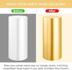 SaitiMade Set of 5 - Gold Cylinder Pedestal Stand Covers - Image 4